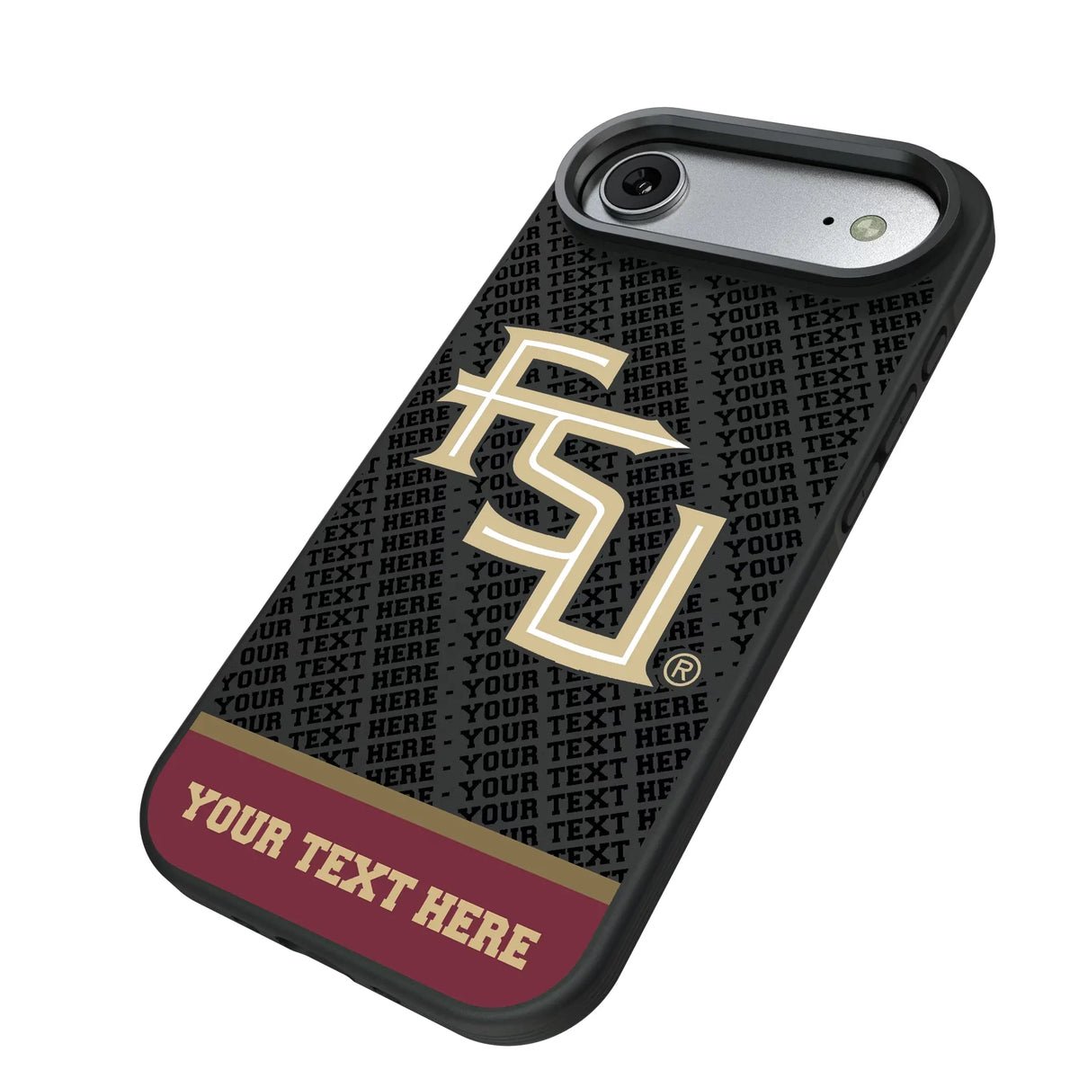 Florida State University Seminoles Athletic Wordmark Personalized EndZone Plus iPhone Bump Phone Case for Apple iPhone - Isometric View#Device_iPhone Air