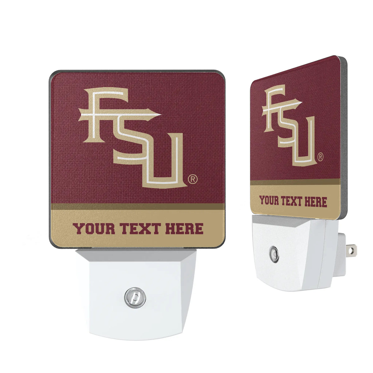 Florida State University Seminoles Athletic Wordmark Personalized Endzone Solid Night Light 2-Pack