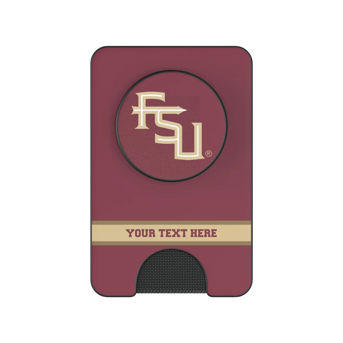 Florida State University Seminoles Athletic Wordmark Personalized Endzone Solid Popsockets Wallet Magnetic