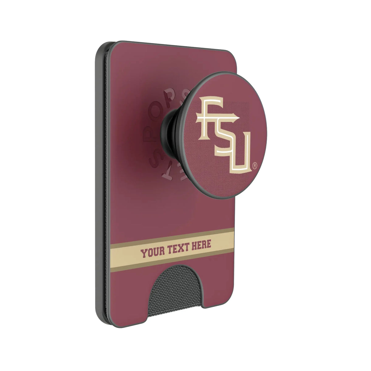 Florida State University Seminoles Athletic Wordmark Personalized Endzone Solid Popsockets Wallet Magnetic