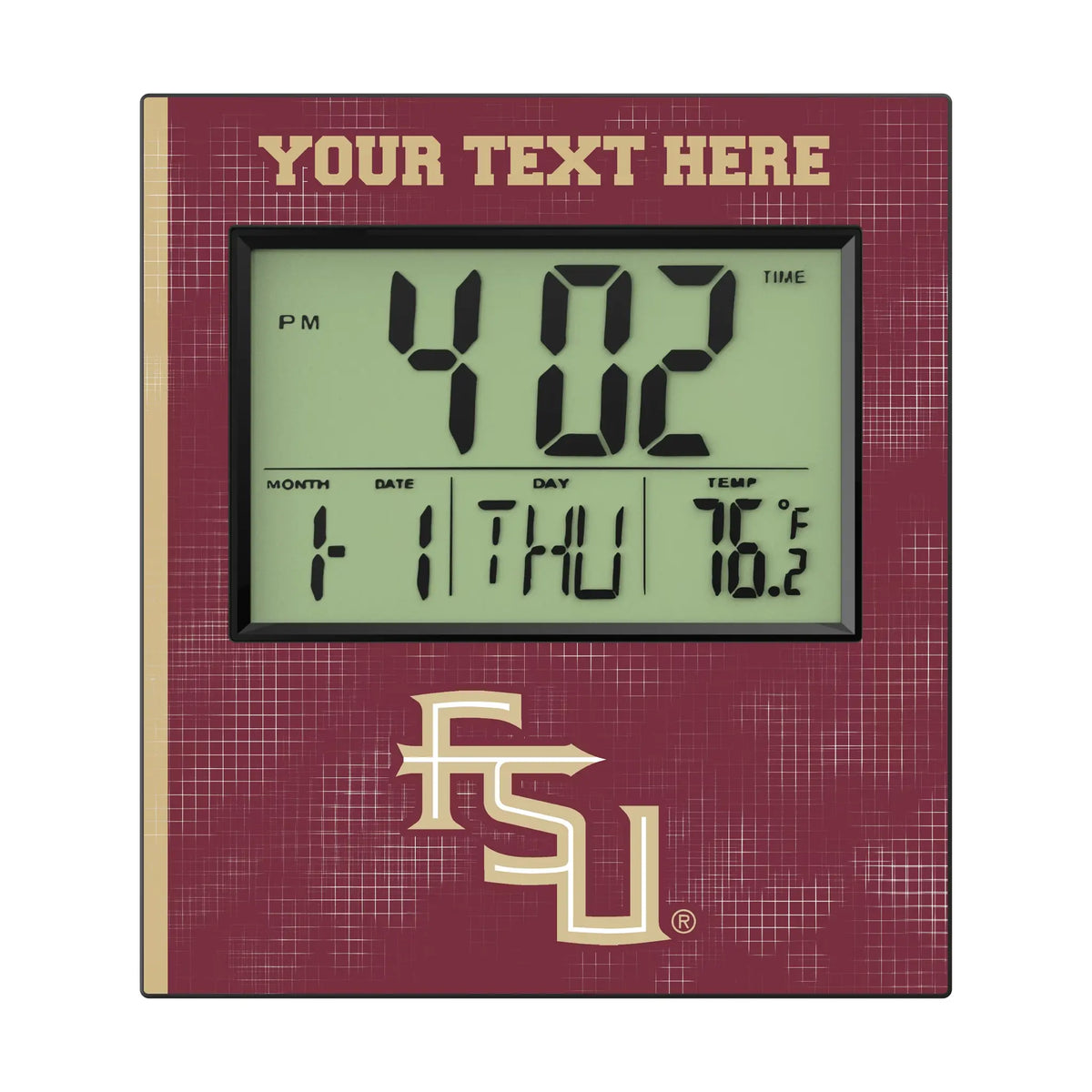Florida State University Seminoles Athletic Wordmark Personalized Hatch Wall Clock