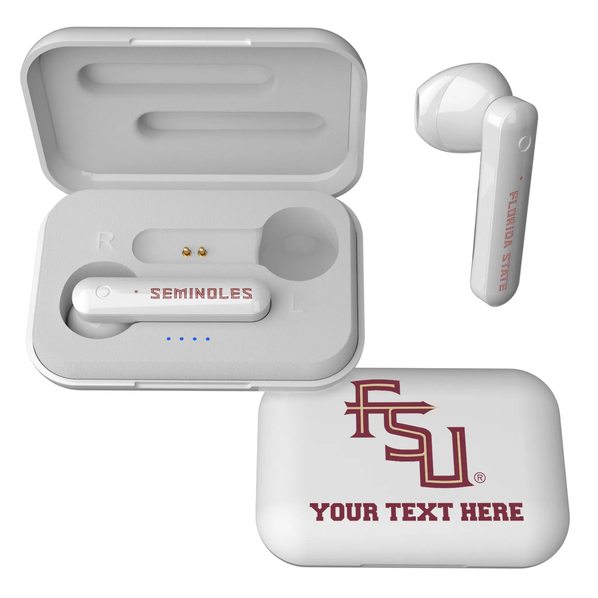 Florida State University Seminoles Athletic Wordmark Personalized Insignia Wireless TWS Earbuds