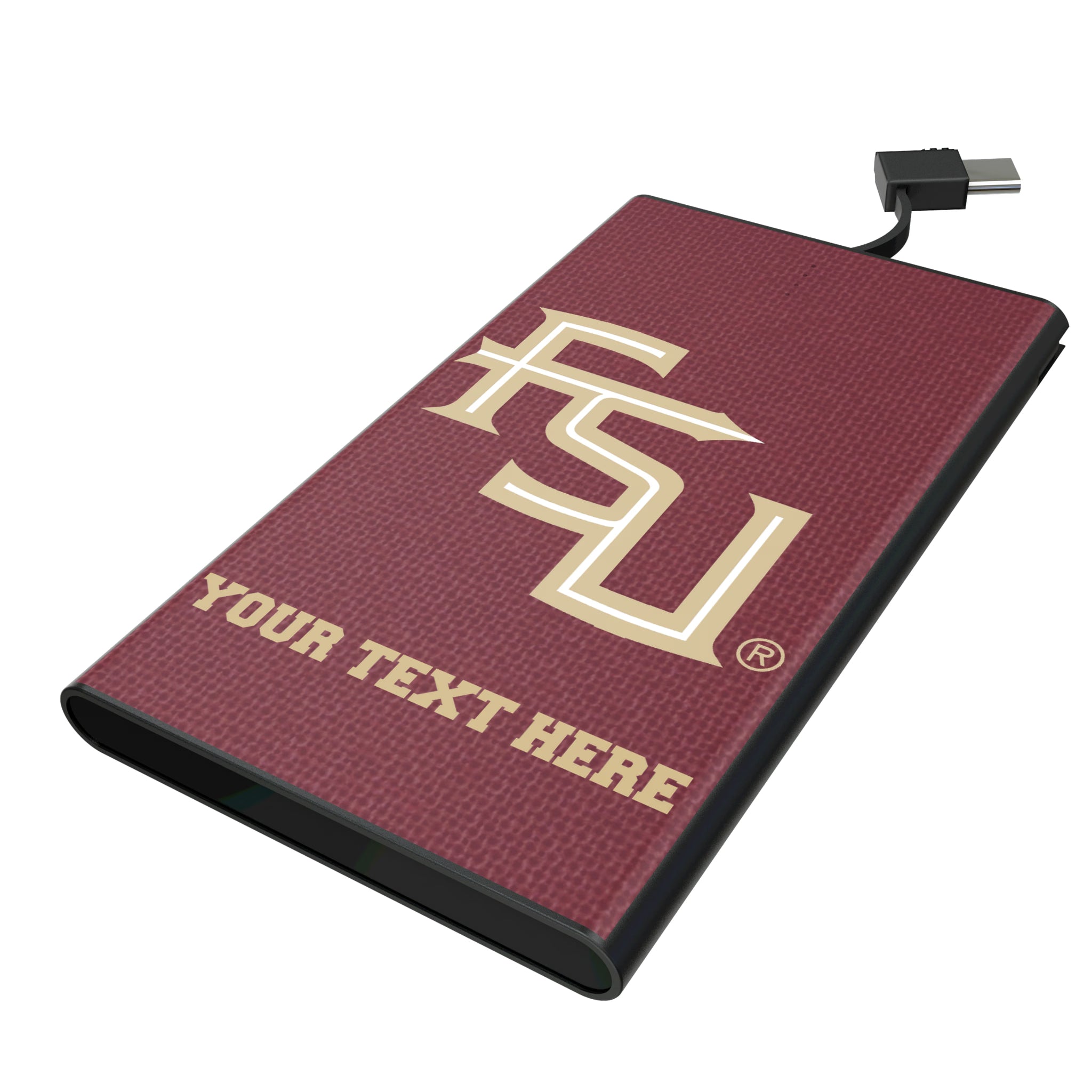 Florida State University Seminoles Athletic Wordmark Personalized Solid 5000mAh Flat Powerbank