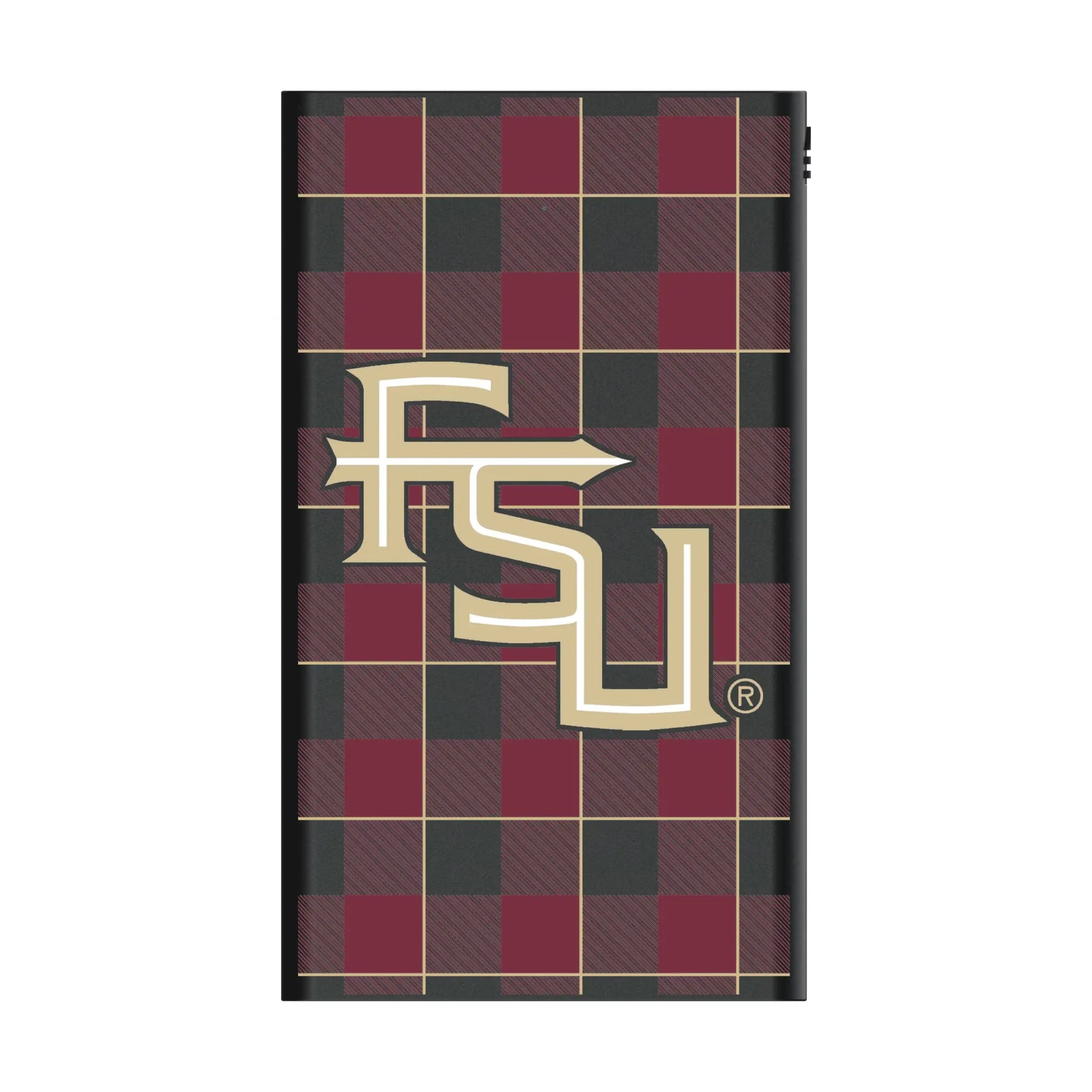 Florida State University Seminoles Athletic Wordmark Plaid 5000mAh Flat Power Bank