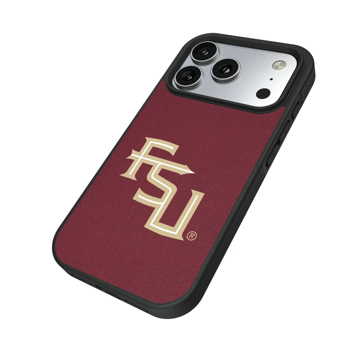 Florida State University Seminoles Athletic Wordmark Solid iPhone Bump Phone Case for Apple iPhone - Isometric View#Device_iPhone 17 Pro
