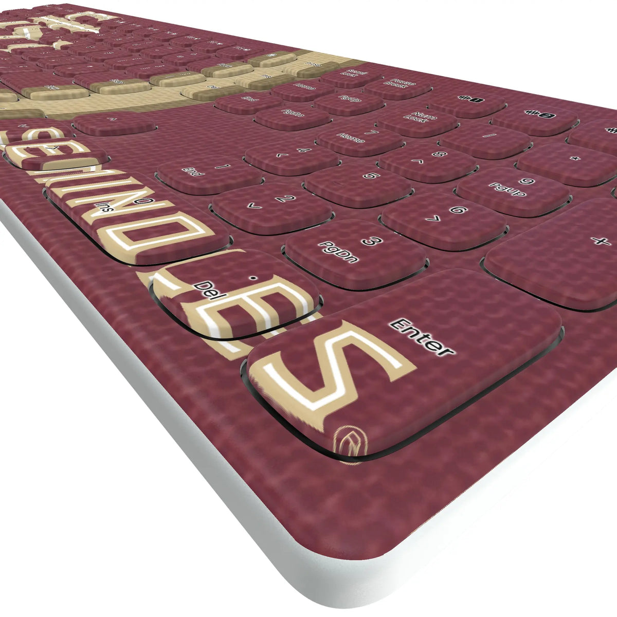 Florida State University Seminoles Athletic Wordmark Stripe KKB605 Curved Wireless Keyboard - Detail