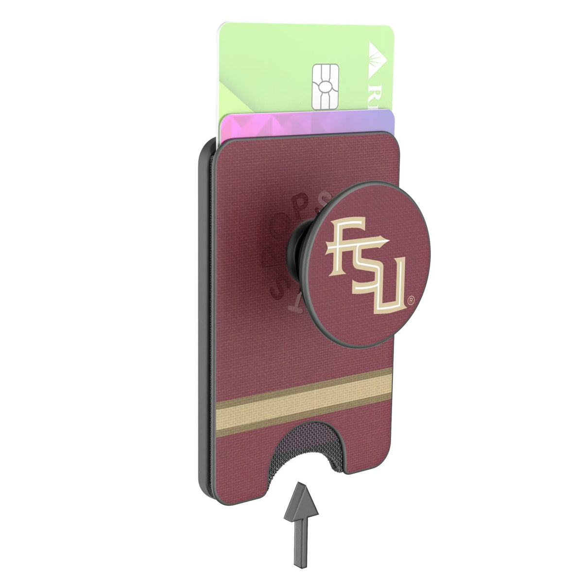 Florida State University Seminoles Athletic Wordmark Stripe Popsockets Wallet Magnetic - Detail