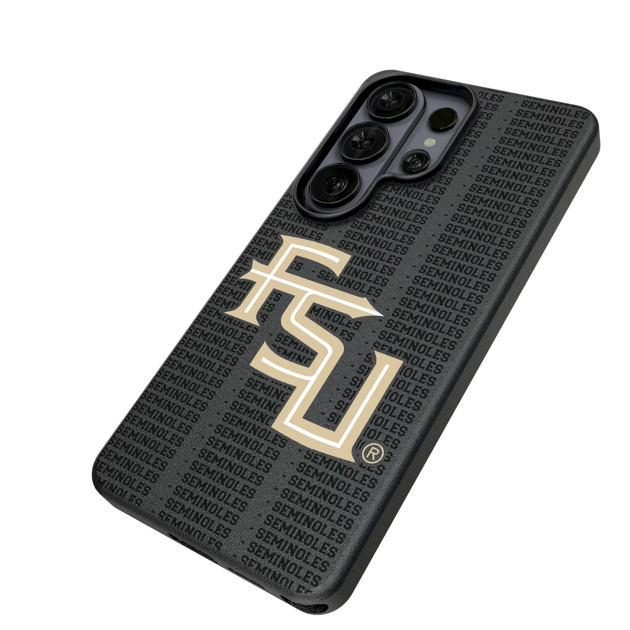 Florida State University Seminoles Athletic Wordmark Text Backdrop Galaxy MagSafe Compatible Phone Case for Samsung Galaxy - Isometric View#Device_Galaxy S26 Ultra