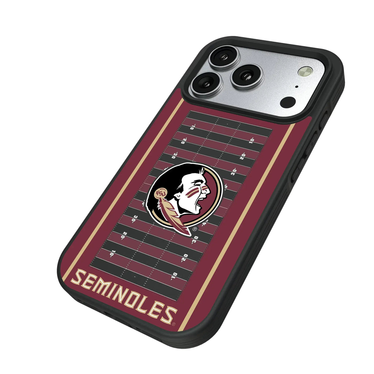 Florida State University Seminoles Field iPhone Bump Phone Case for Apple iPhone - Isometric View#Device_iPhone 17 Pro