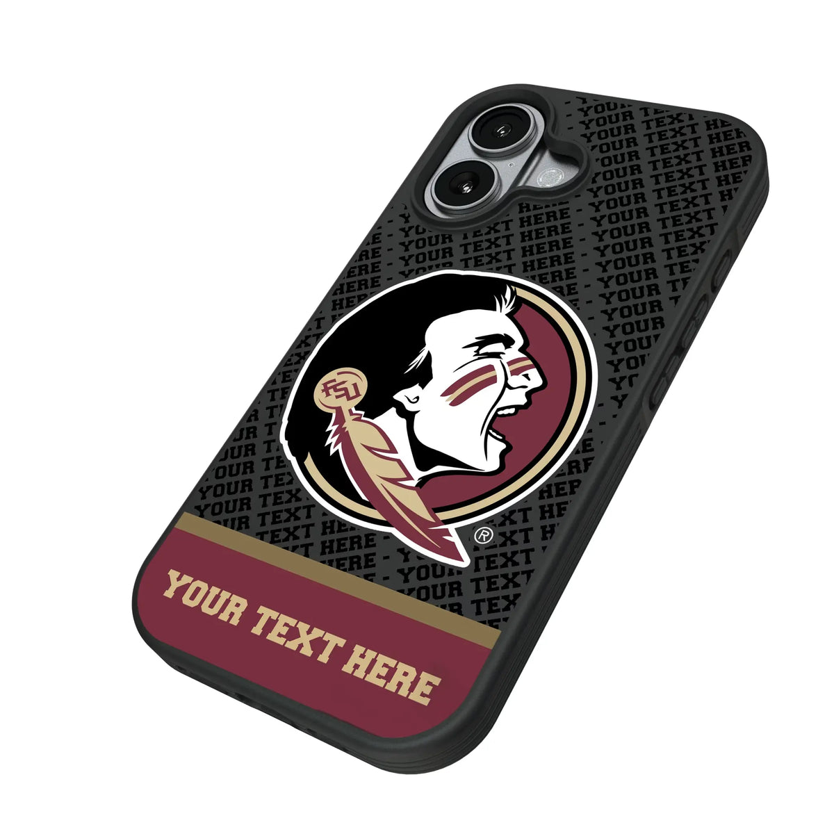 Florida State University Seminoles Personalized EndZone Plus iPhone Bump Phone Case for Apple iPhone - Isometric View#Device_iPhone 17