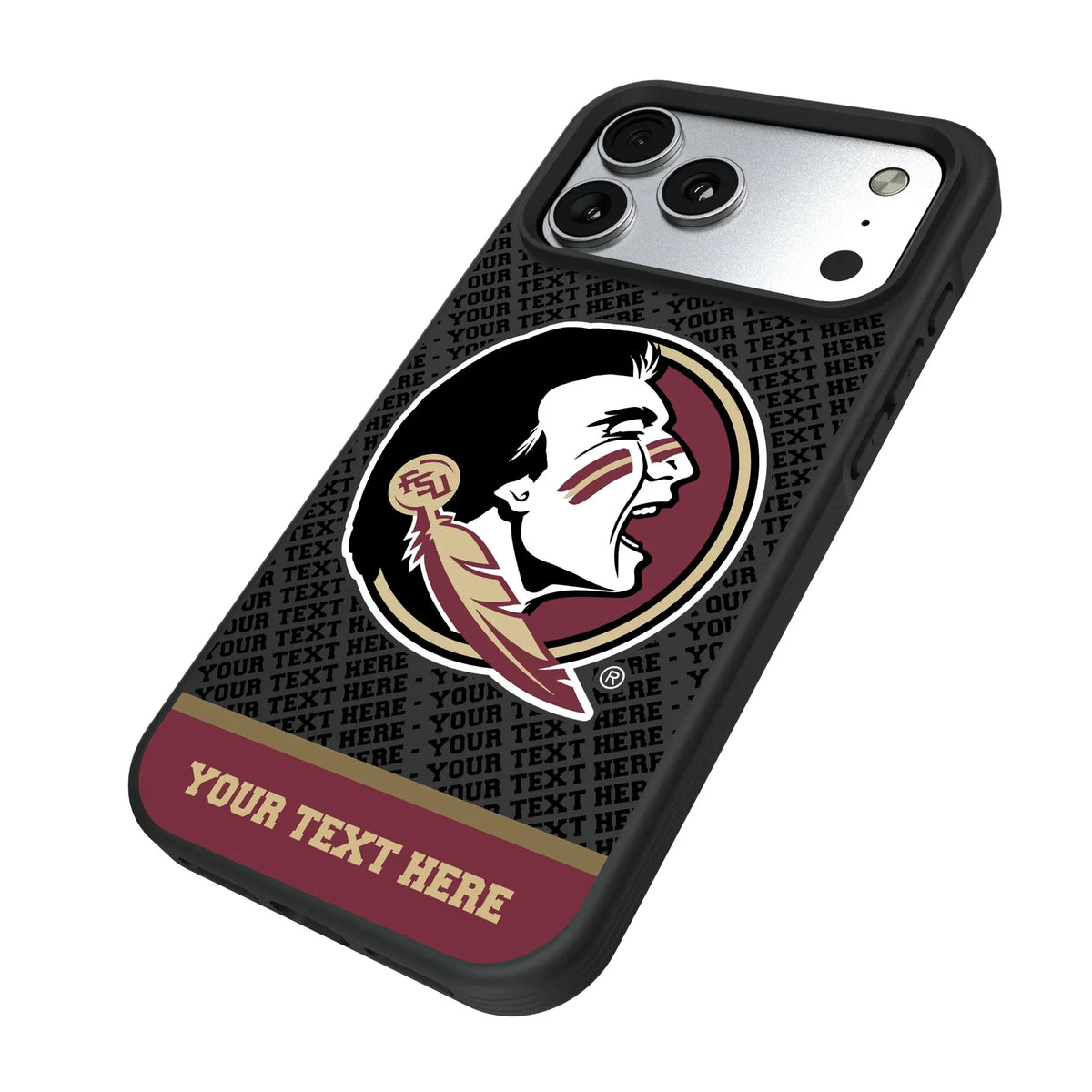 Florida State University Seminoles Personalized EndZone Plus iPhone Bump Phone Case for Apple iPhone - Isometric View#Device_iPhone 17 Pro Max