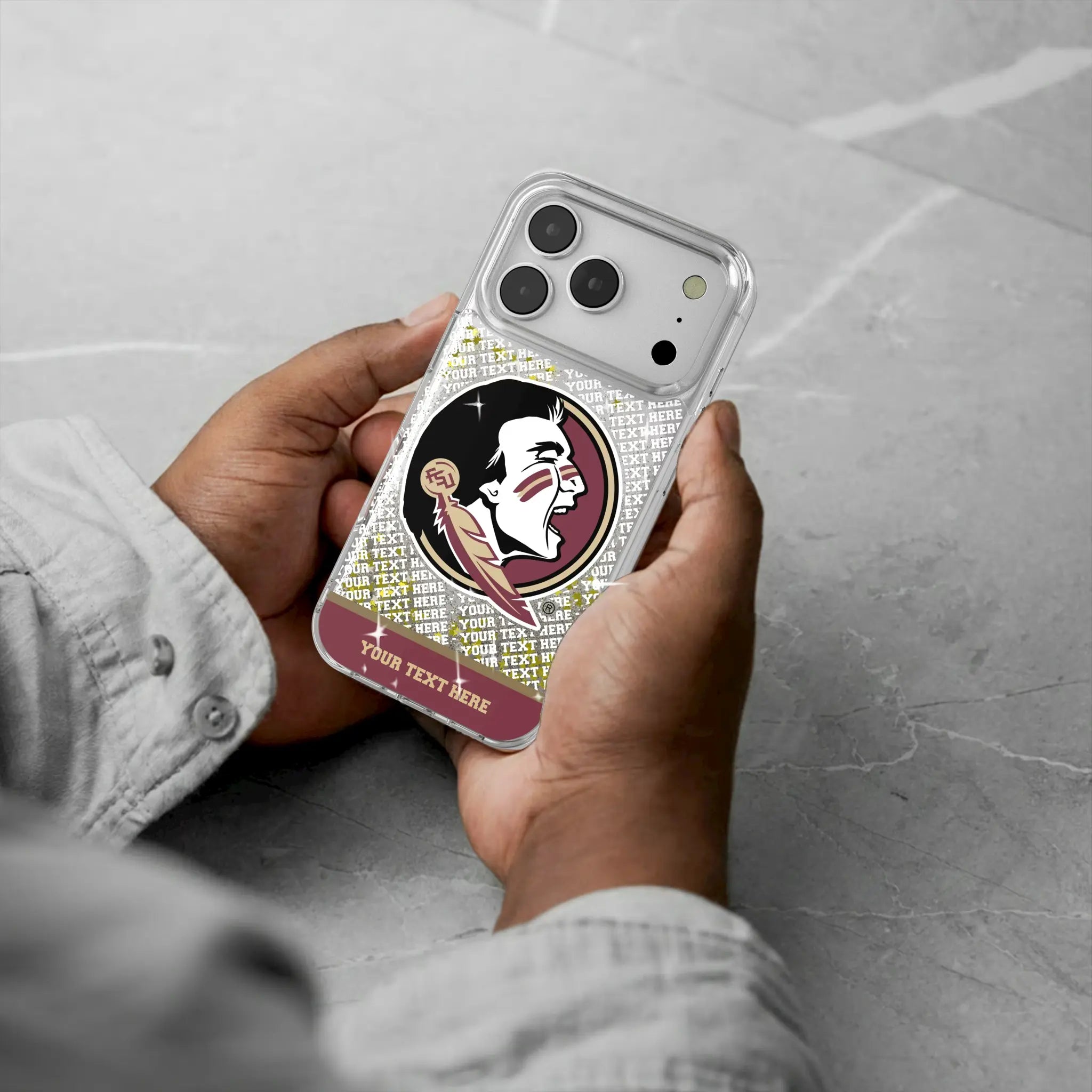 Florida State University Seminoles Personalized EndZone Plus iPhone Glitter Phone Case for Apple iPhone - Lifestyle#Device_iPhone 17 Pro