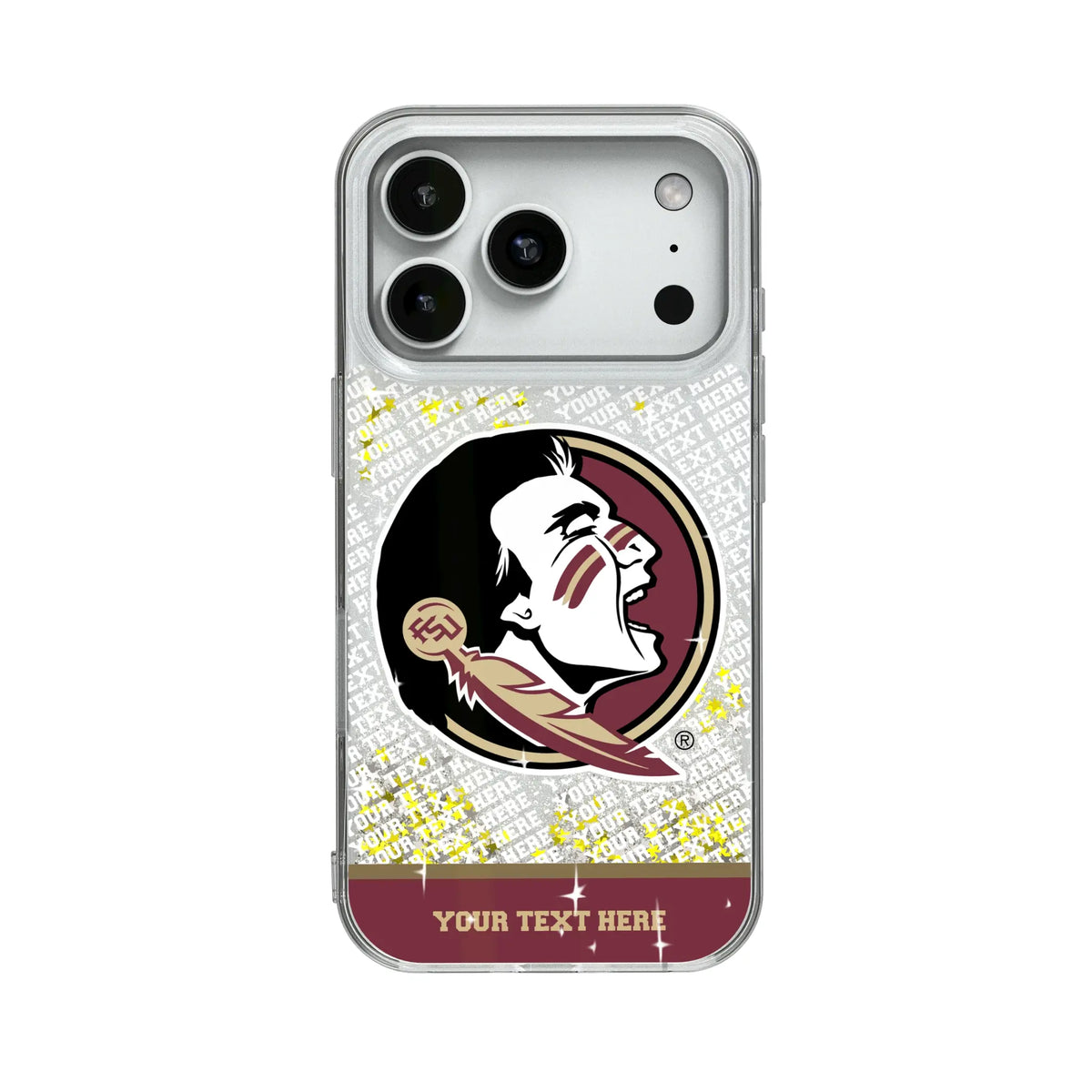 Florida State University Seminoles Personalized EndZone Plus Glitter Phone Case for Apple iPhone
