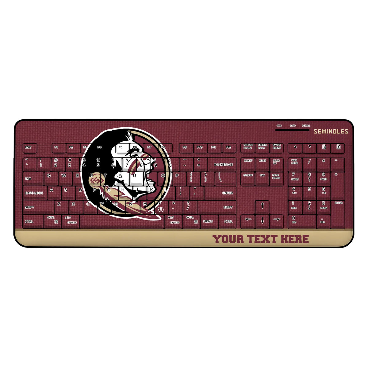 Florida State University Seminoles Personalized Endzone Solid Wireless USB Keyboard
