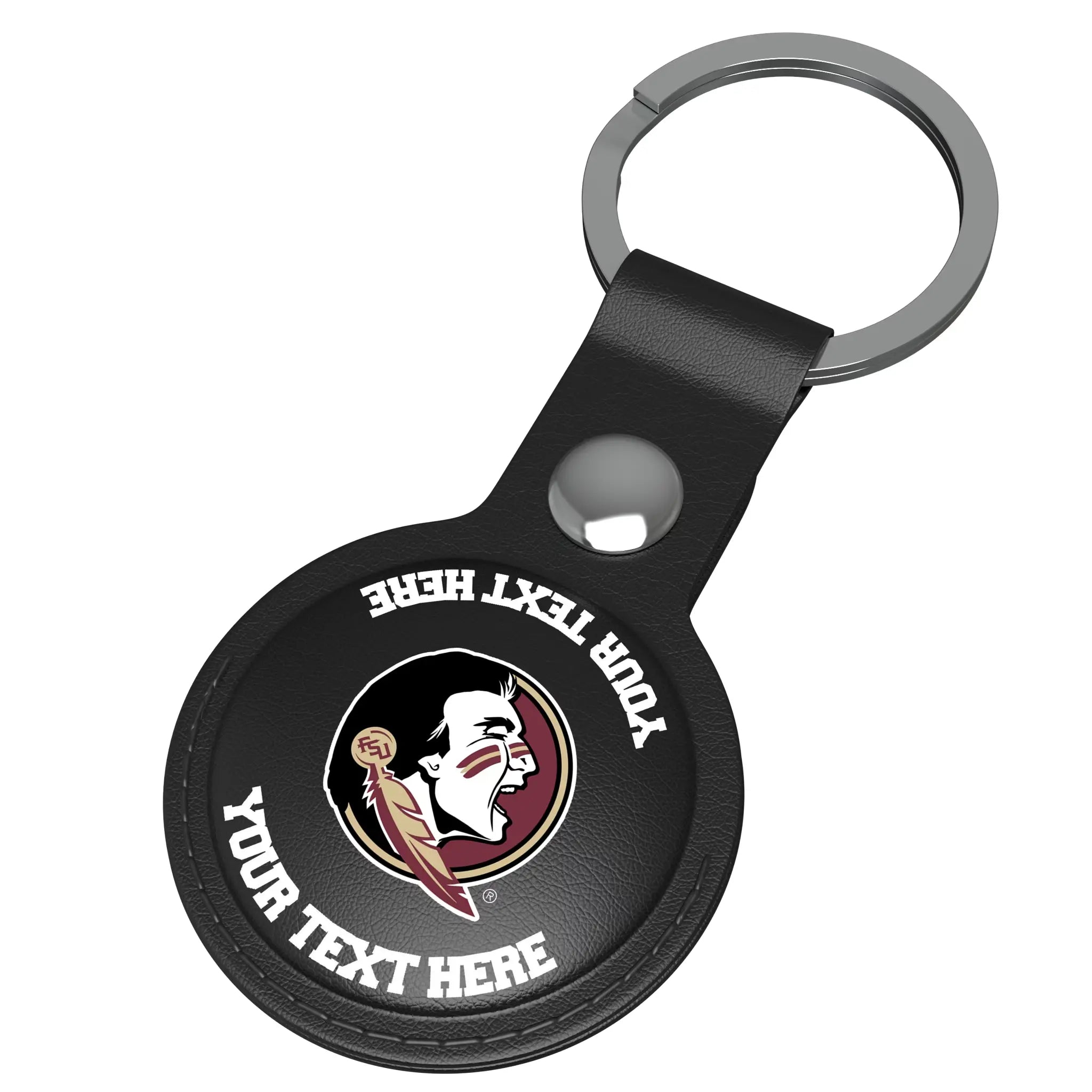Florida State University Seminoles Personalized Insignia AirTag Black Airtag Holder - Isometric View