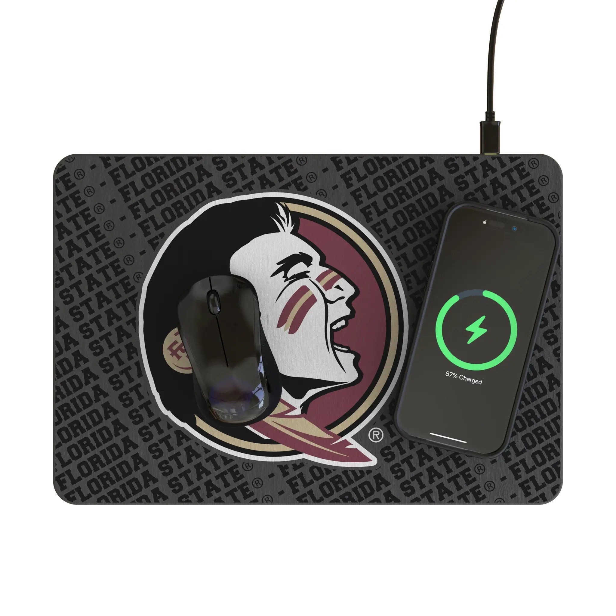 Florida State University Seminoles Personalized Tilt 15-Watt Wireless Charger and Mouse Pad - Lifestyle