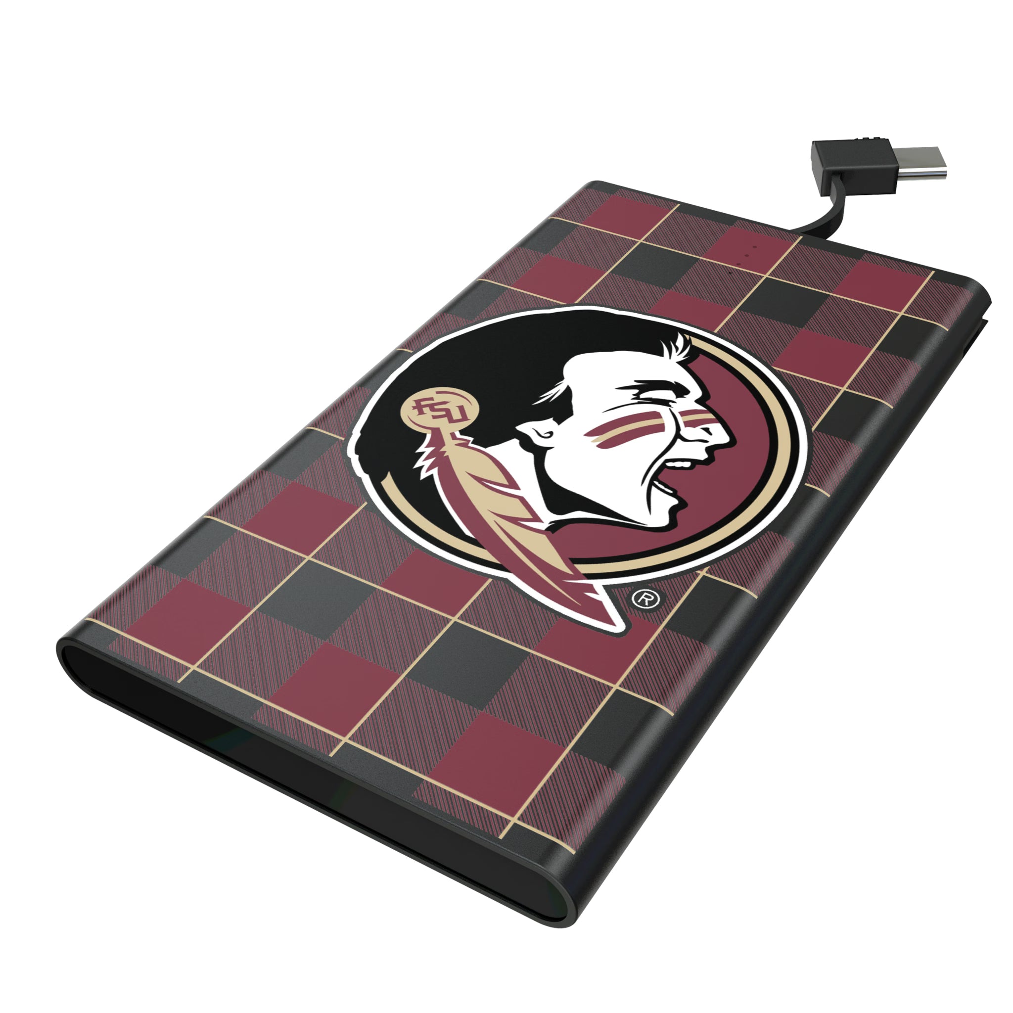 Florida State University Seminoles Plaid 5000mAh Flat Powerbank