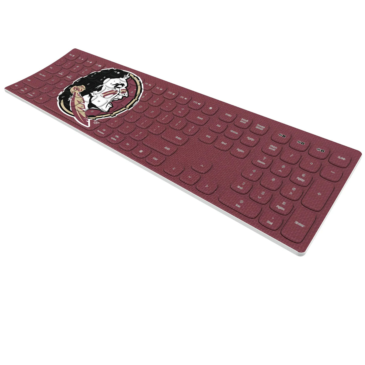 Florida State University Seminoles Solid KKB605 Curved Wireless Keyboard - Isometric View