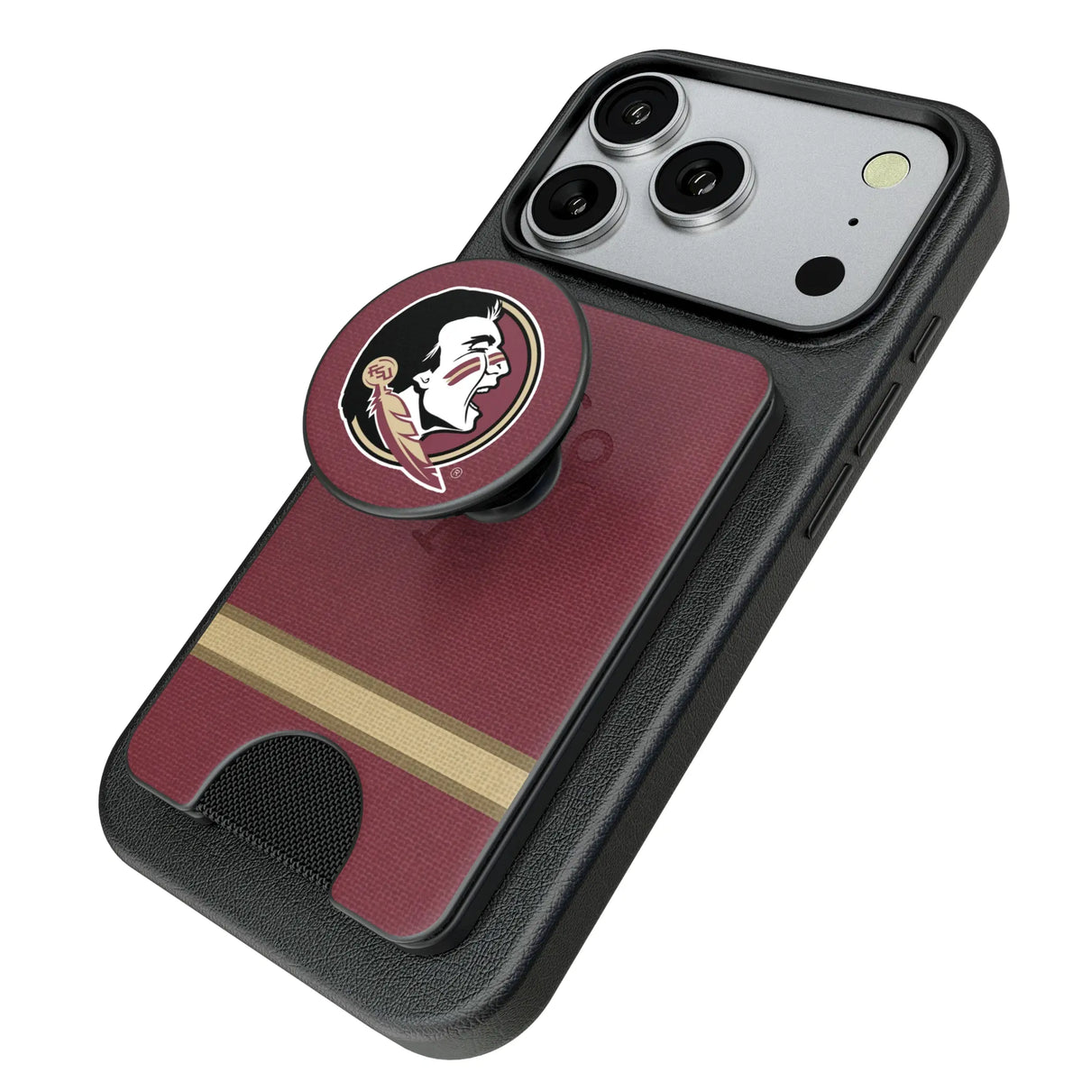 Florida State University Seminoles Stripe Popsockets Wallet Magnetic - Isometric View
