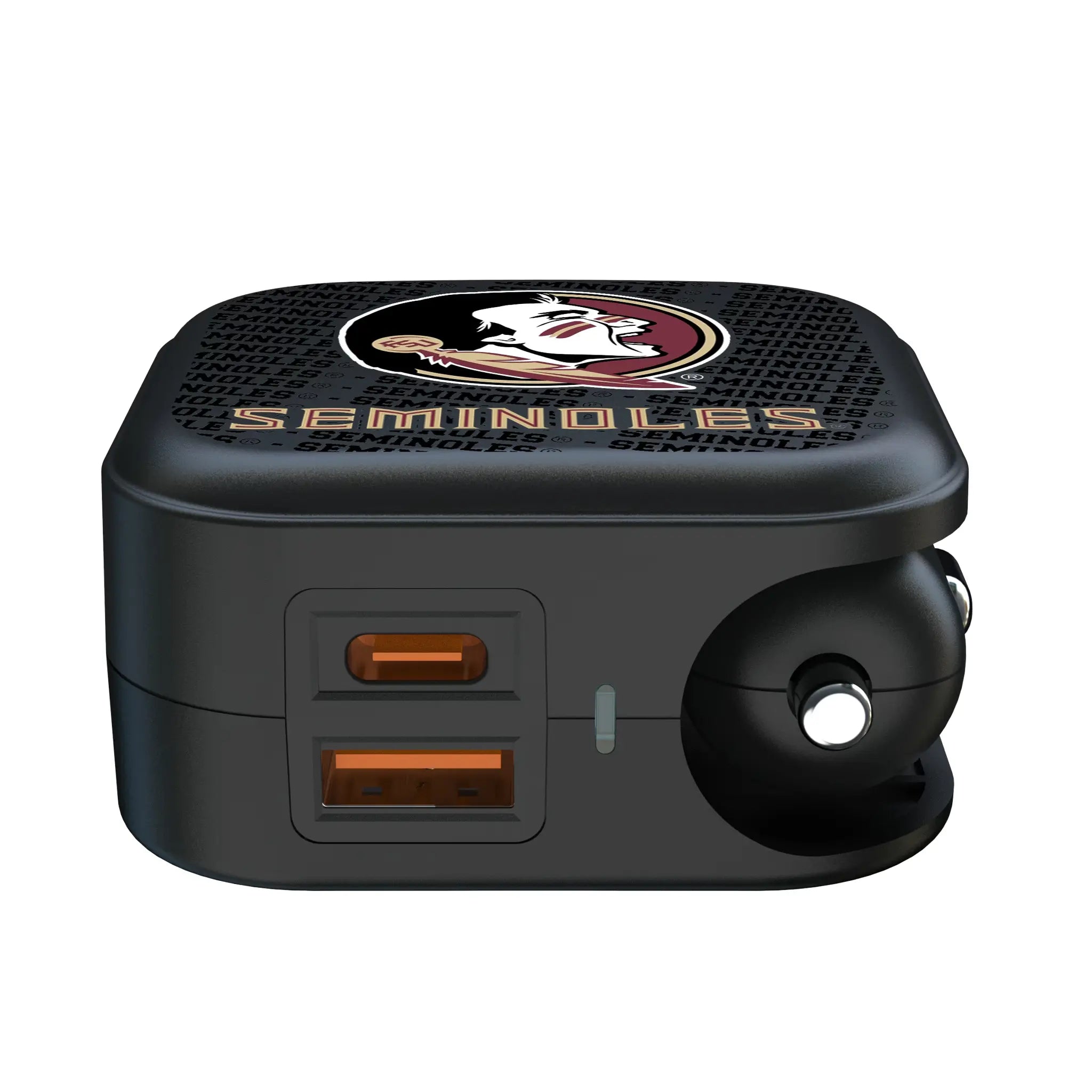 Florida State University Seminoles Text Backdrop 2 in 1 USB A/C Charger