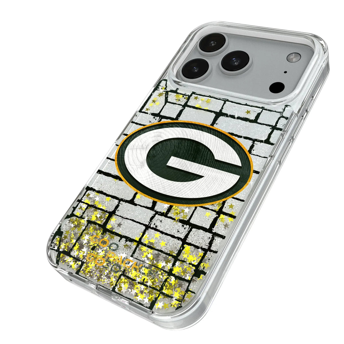 Green Bay Packers Brick iPhone Glitter Phone Case for Apple iPhone - Isometric View#Device_iPhone 18 Pro