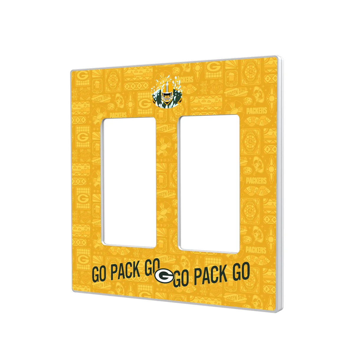 Green Bay Packers Deco Hidden-Screw Light Switch Plate#Style_Double Rocker