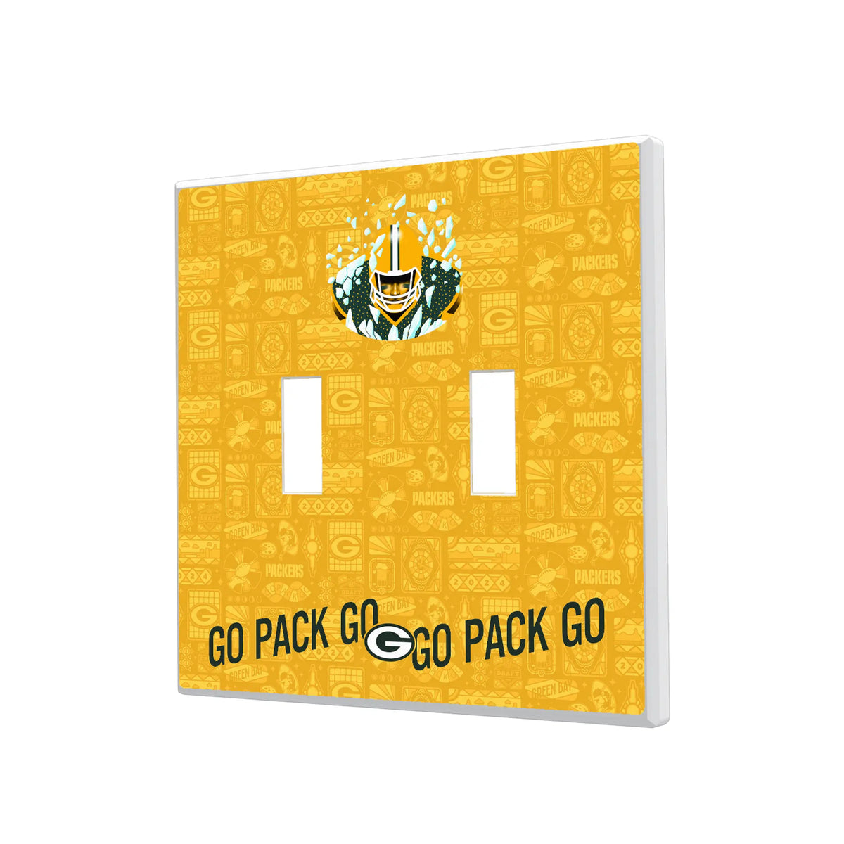 Green Bay Packers Deco Hidden-Screw Light Switch Plate#Style_Double Toggle