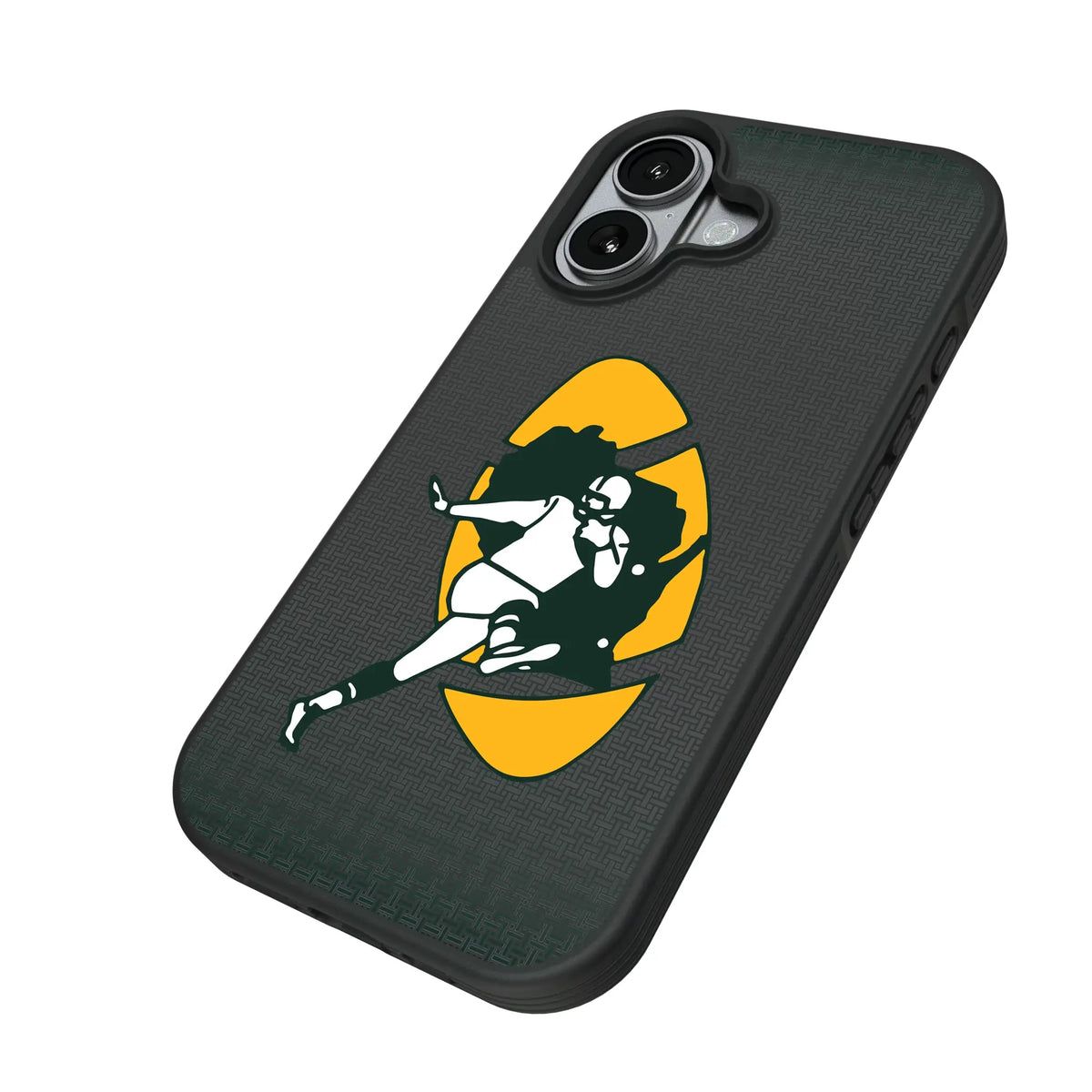 Green Bay Packers Historic Collection Linen iPhone Bump Phone Case for Apple iPhone - Isometric View#Device_iPhone 17