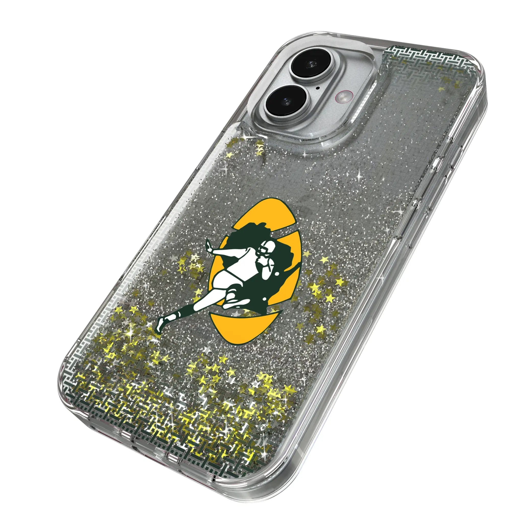 Green Bay Packers Historic Collection Linen iPhone Glitter Phone Case for Apple iPhone - Isometric View