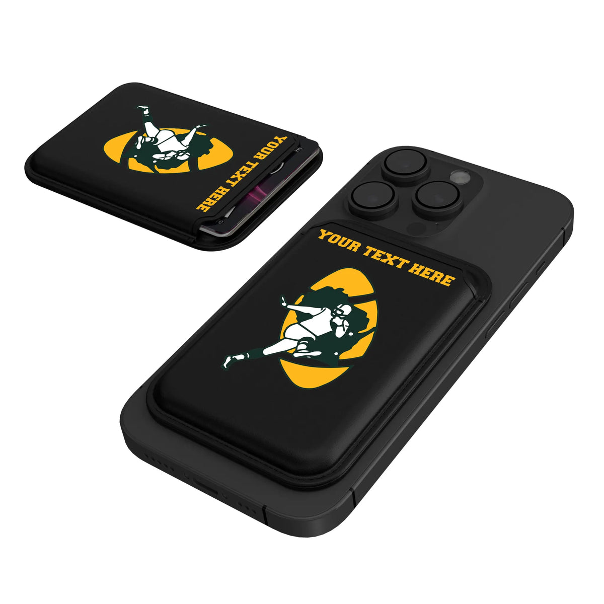 Green Bay Packers Historic Collection Personalized Insignia Black Magnetic Credit Card Wallet