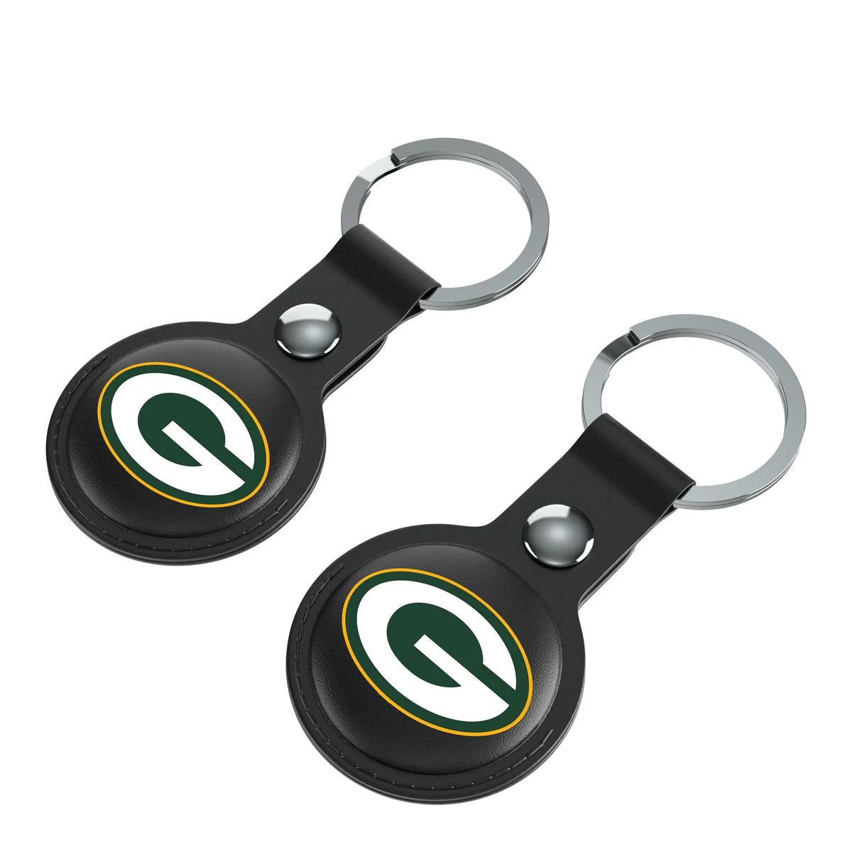 Green Bay Packers Insignia AirTag Black Airtag Holder 2-Pack - Isometric View