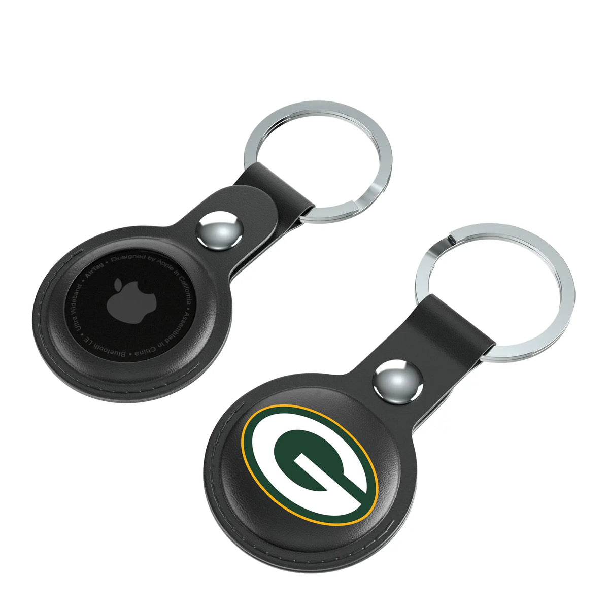 Green Bay Packers Insignia AirTag Black Airtag Holder 2-Pack - Isometric View