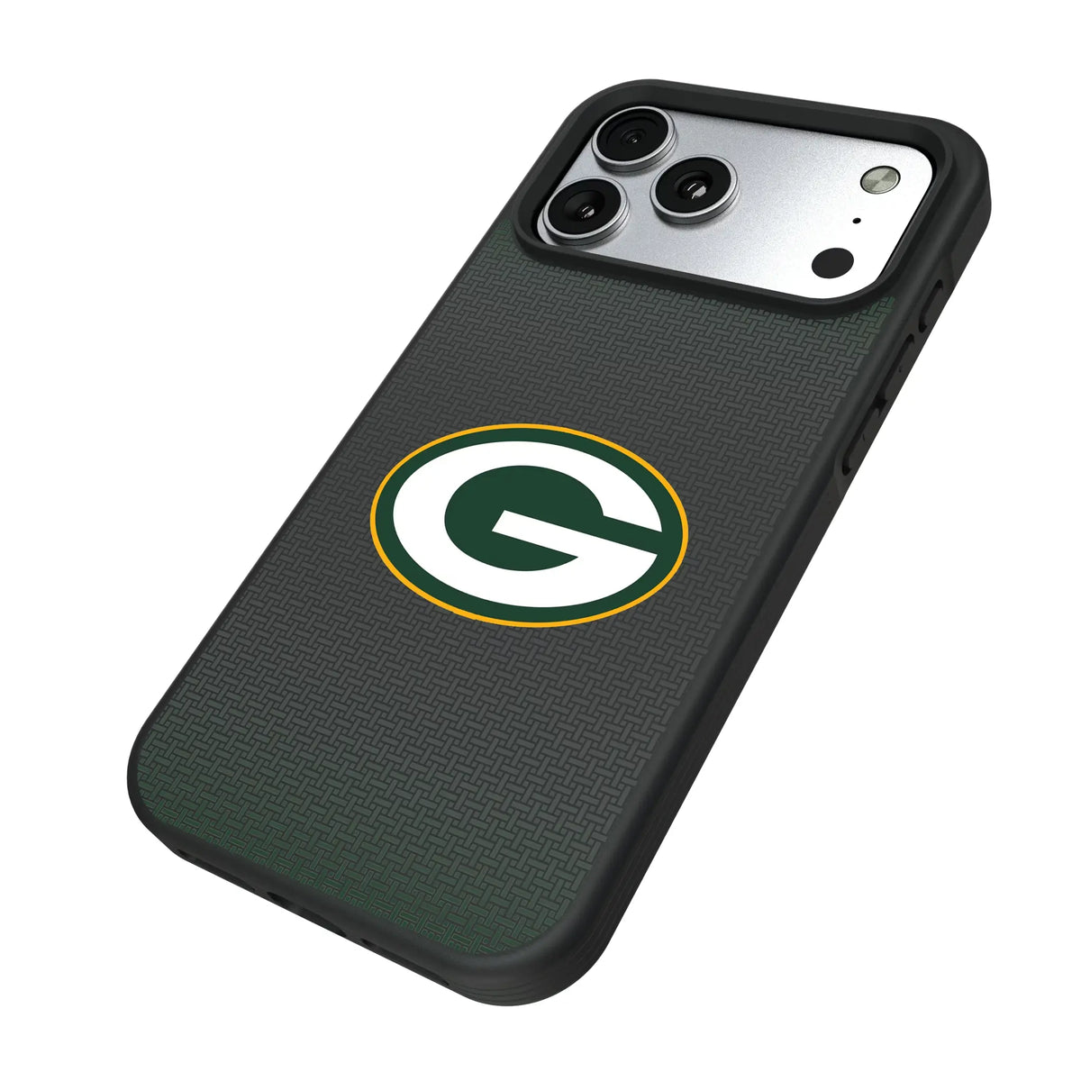 Green Bay Packers Linen iPhone Bump Phone Case for Apple iPhone - Isometric View#Device_iPhone 17 Pro Max