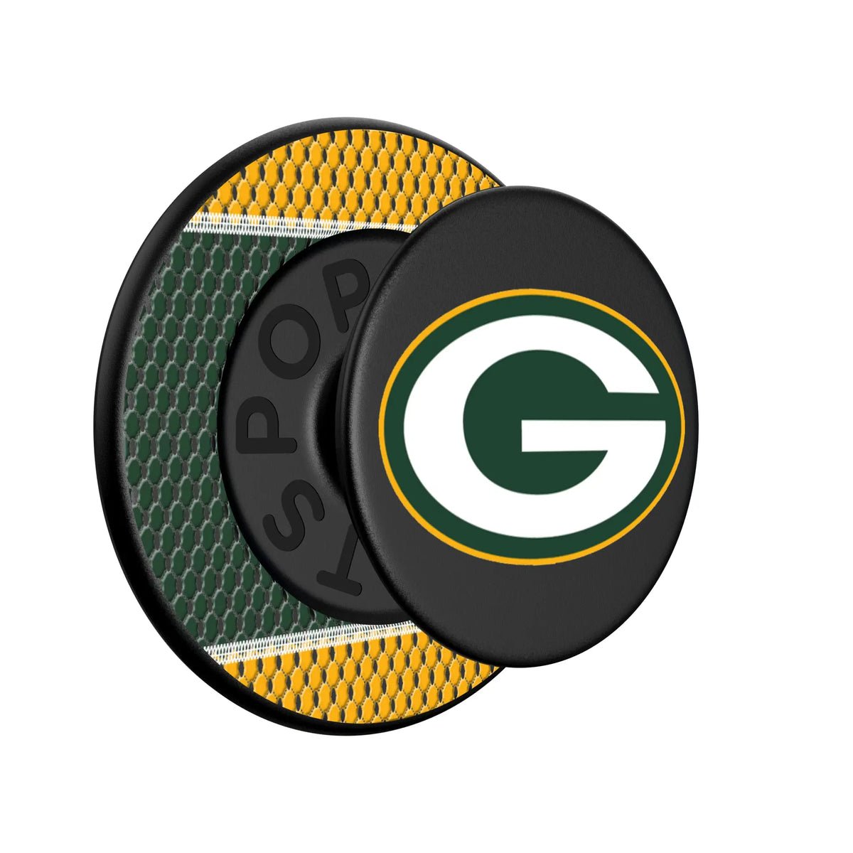 Green Bay Packers Mesh Popsockets Round Magnetic - Isometric View