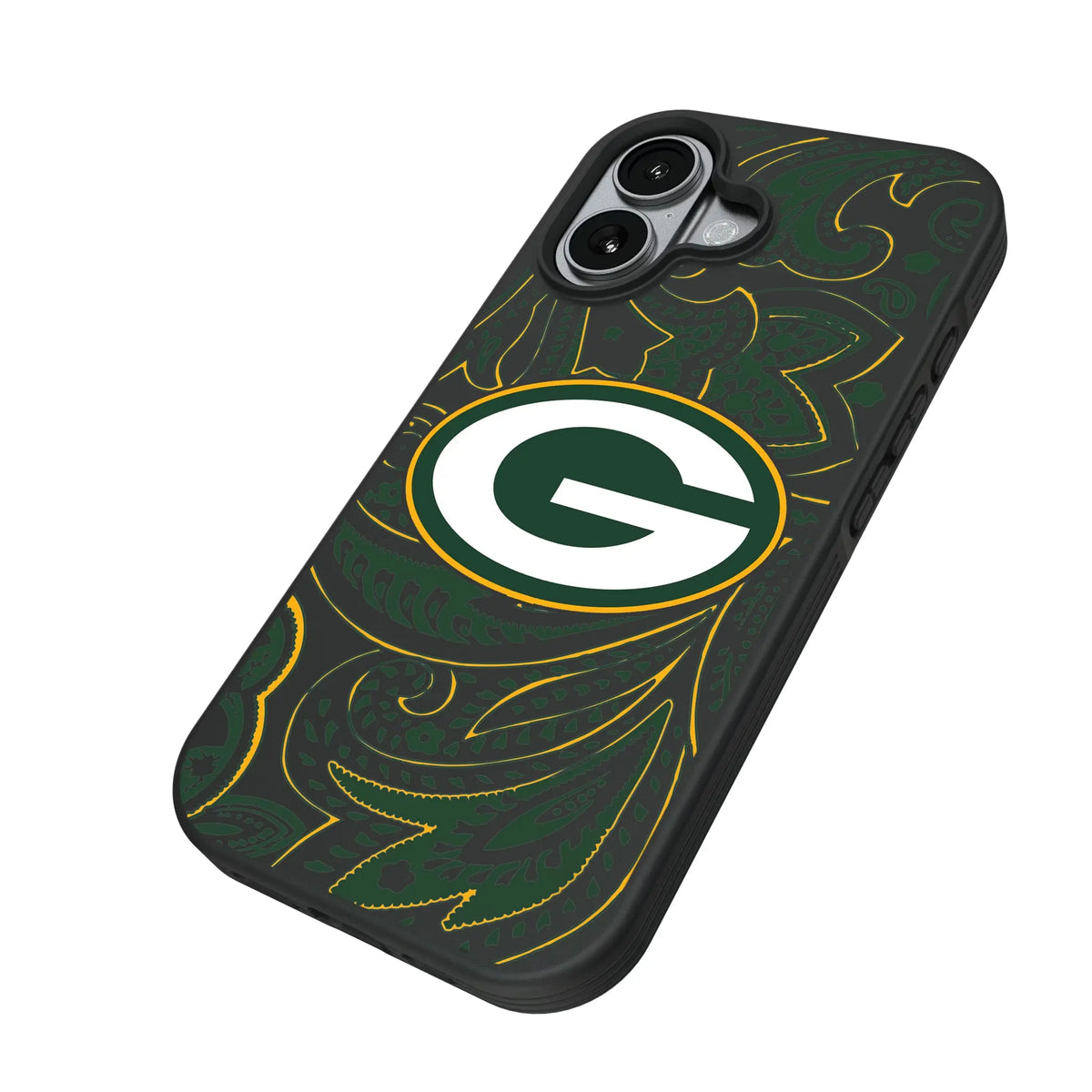 Green Bay Packers Paisley iPhone Bump Phone Case for Apple iPhone - Isometric View#Device_iPhone 17