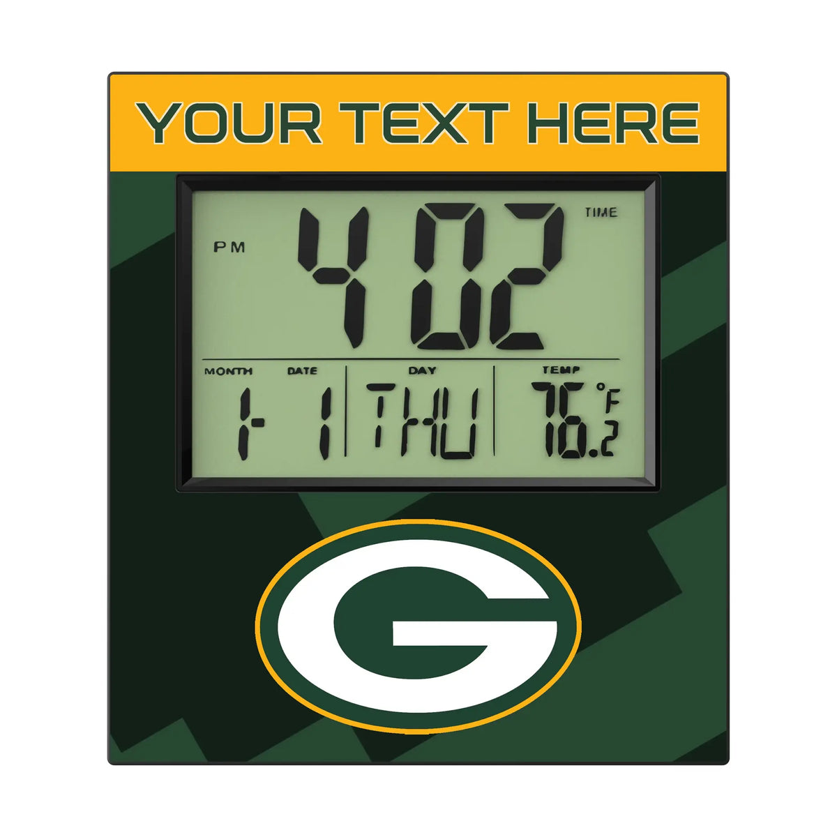 Green Bay Packers Personalized Color Block Wall Clock