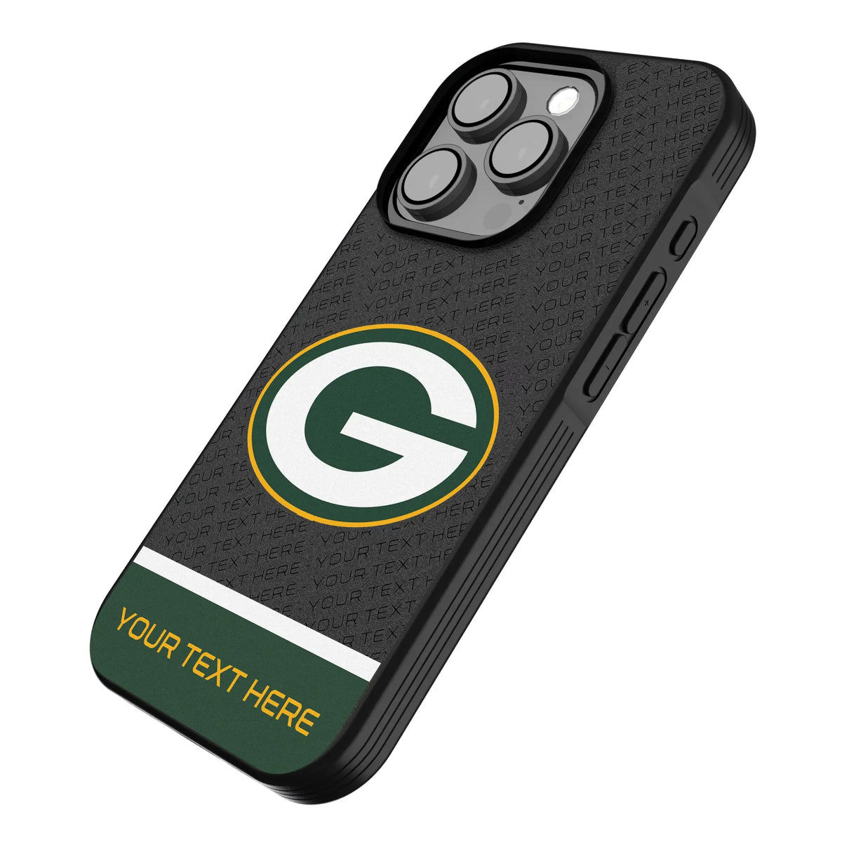 Green Bay Packers Personalized EndZone Plus iPhone Bump Phone Case for Apple iPhone - Isometric View