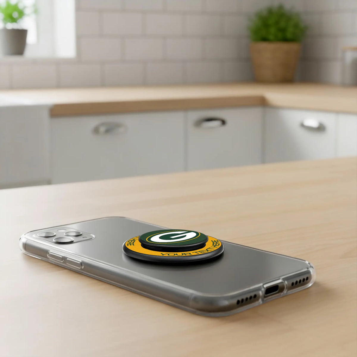 Green Bay Packers Personalized Endzone Solid Popsockets Round Magnetic - Lifestyle