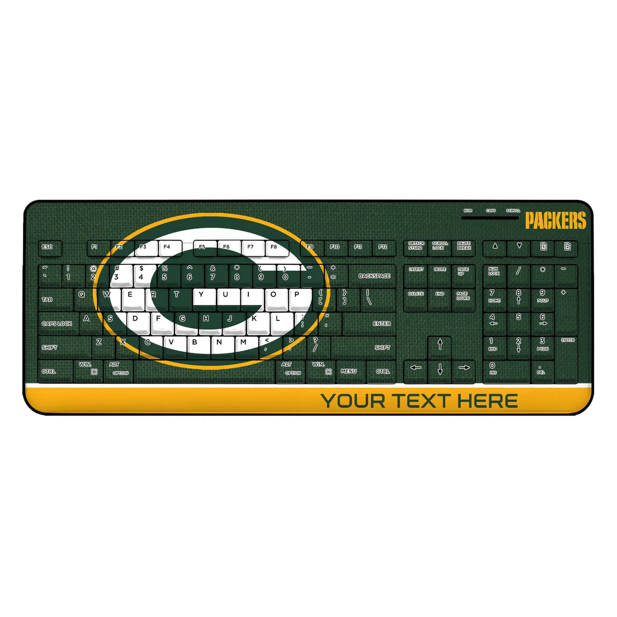 Green Bay Packers Personalized Endzone Solid Wireless USB Keyboard