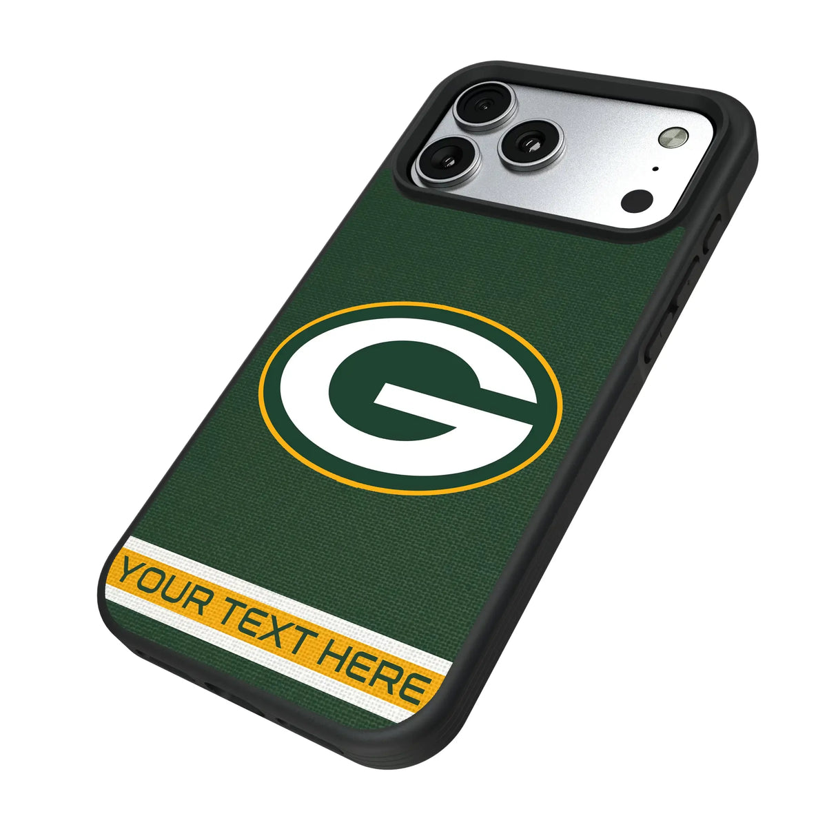 Green Bay Packers Personalized Stripe iPhone Bump Phone Case for Apple iPhone - Isometric View#Device_iPhone 17 Pro Max