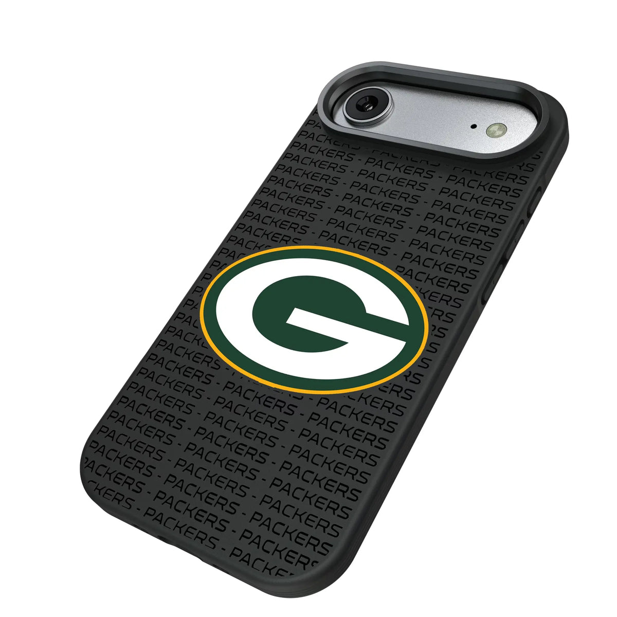 Green Bay Packers Text Backdrop iPhone Bump Phone Case for Apple iPhone - Isometric View#Device_iPhone Air