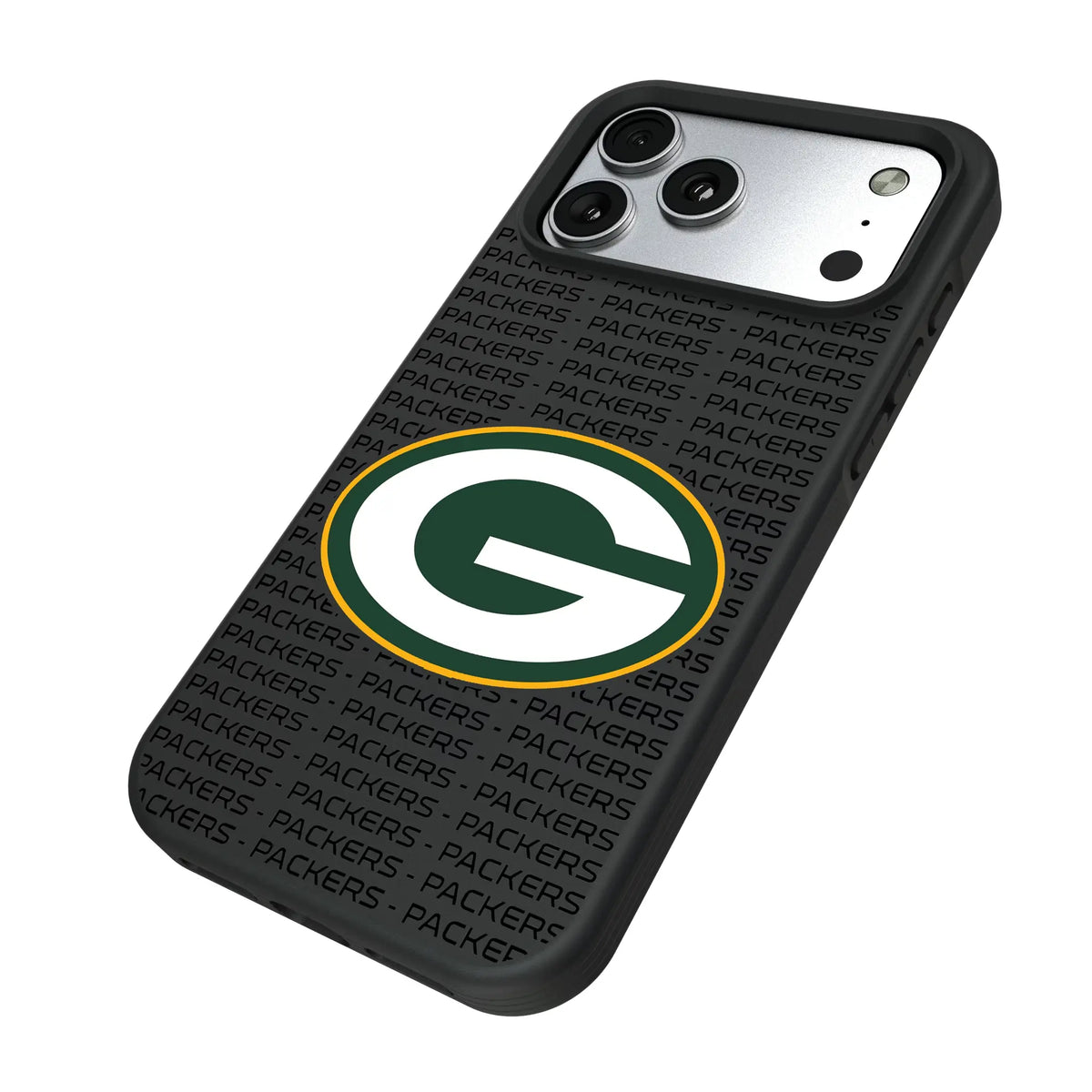 Green Bay Packers Text Backdrop iPhone Bump Phone Case for Apple iPhone - Isometric View#Device_iPhone 17 Pro Max