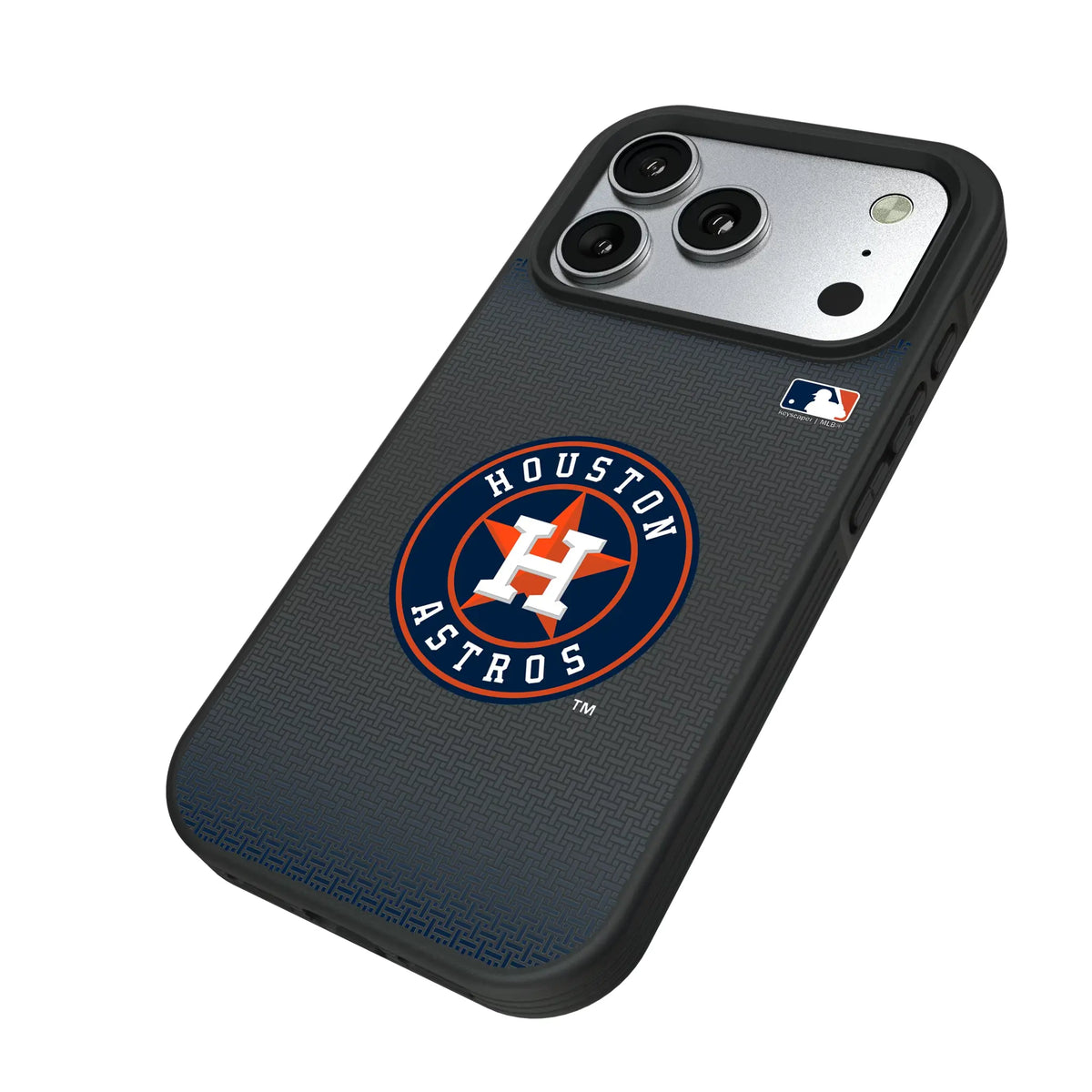 Houston Astros Linen iPhone Bump Phone Case for Apple iPhone - Isometric View#Device_iPhone 17 Pro