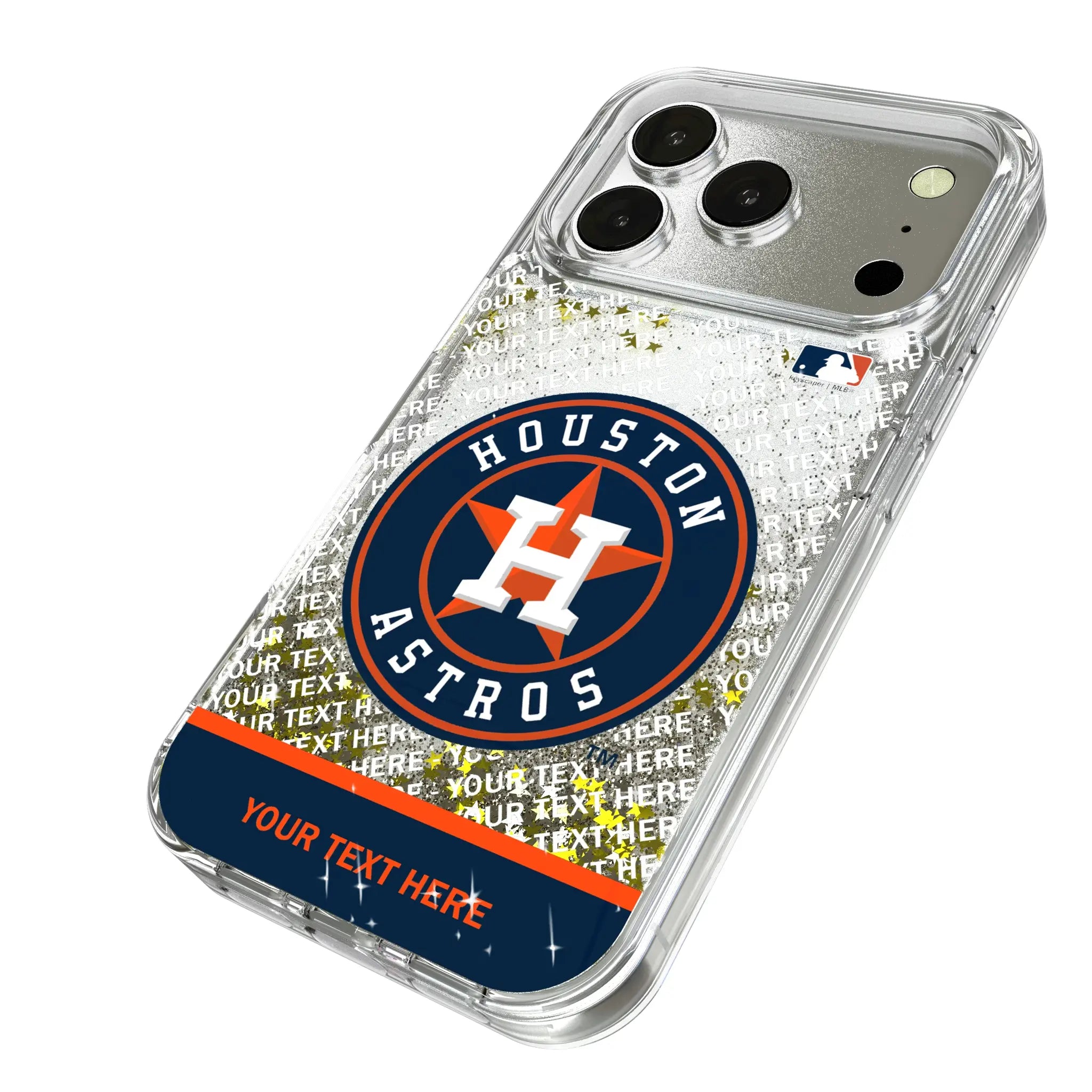 Houston Astros Personalized EndZone Plus iPhone Glitter Phone Case for Apple iPhone - Isometric View