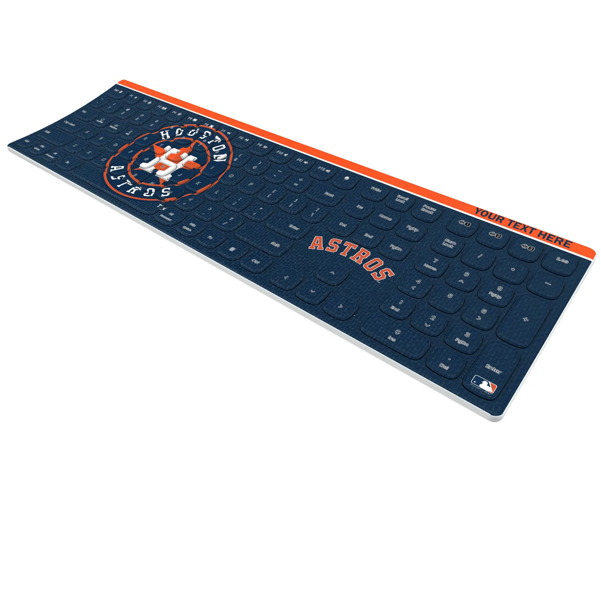 Houston Astros Personalized Endzone Solid KKB605 Curved Wireless Keyboard - Isometric View