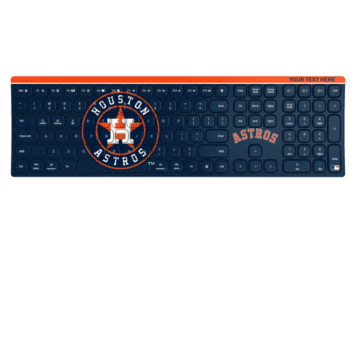 Houston Astros Personalized Endzone Solid KKB605 Curved Wireless Keyboard