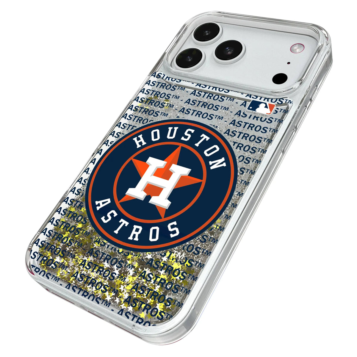 Houston Astros Text Backdrop iPhone Glitter Phone Case for Apple iPhone - Isometric View#Device_iPhone 18 Pro Max
