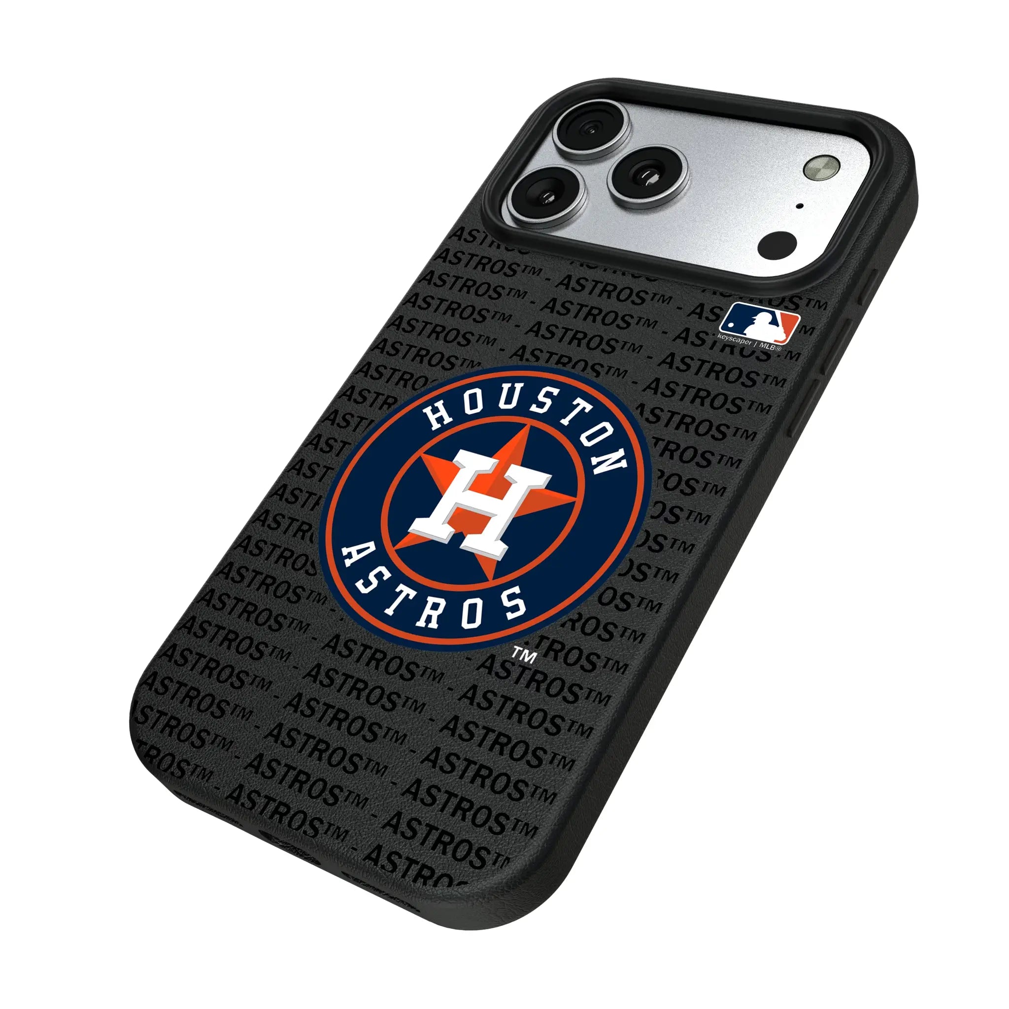 Houston Astros Text Backdrop iPhone MagSafe Compatible Phone Case for Apple iPhone - Isometric View#Device_iPhone 17 Pro Max