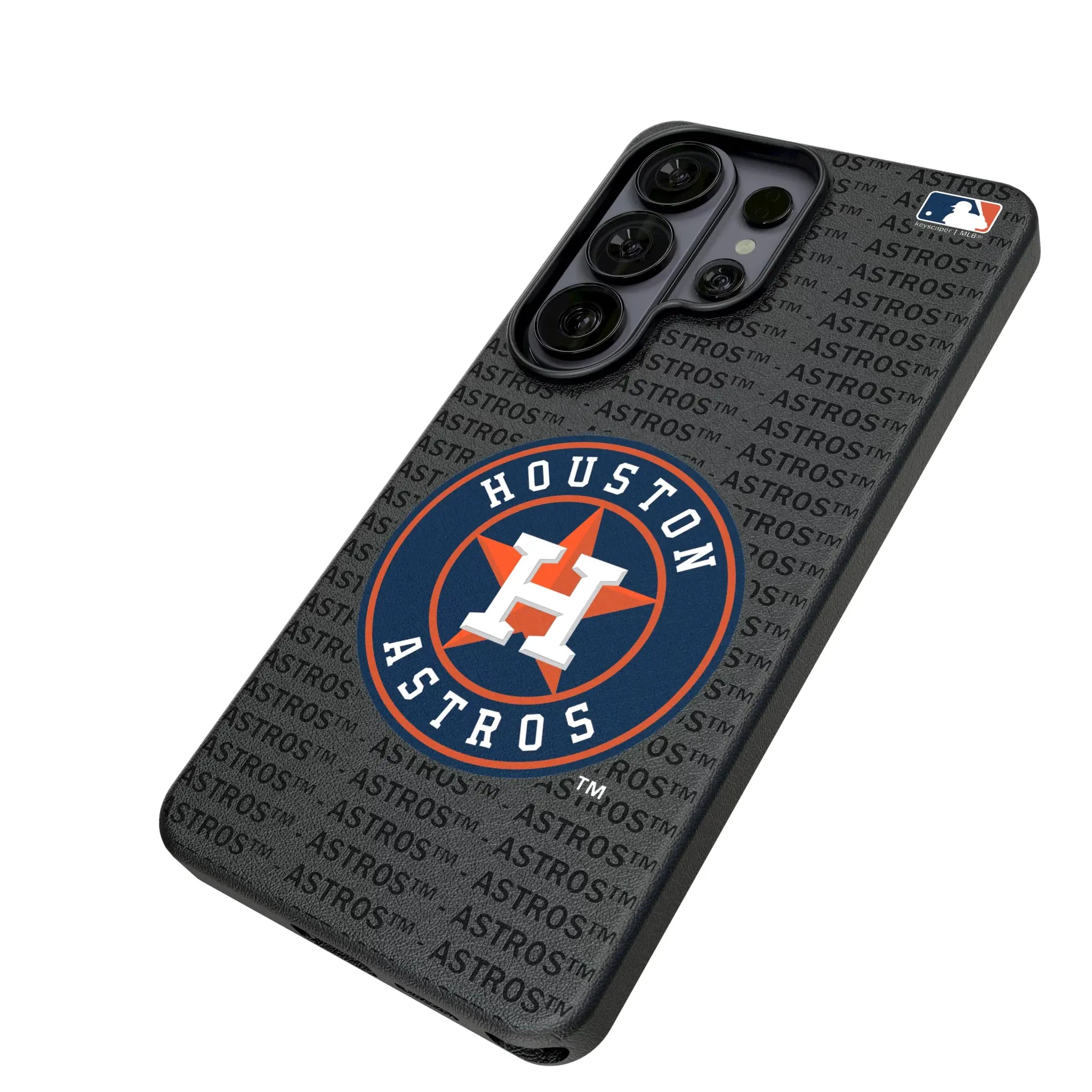 Houston Astros Text Backdrop Galaxy MagSafe Compatible Phone Case for Samsung Galaxy - Isometric View#Device_Galaxy S26 Ultra