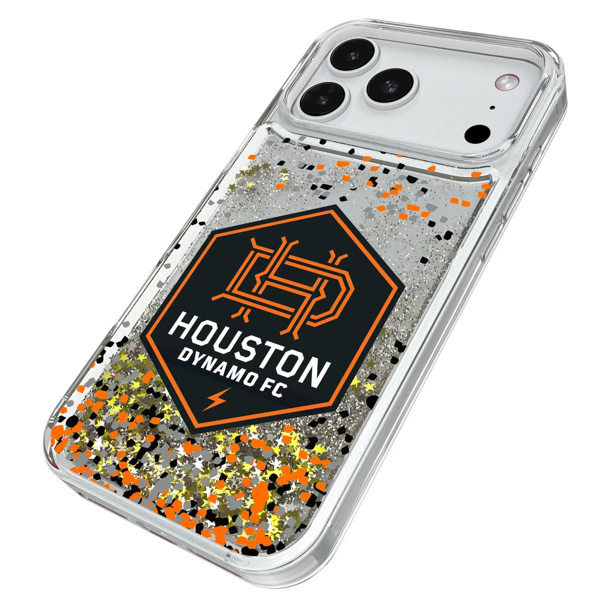 Houston Dynamo Confetti iPhone Glitter Phone Case for Apple iPhone - Isometric View#Device_iPhone 18 Pro Max